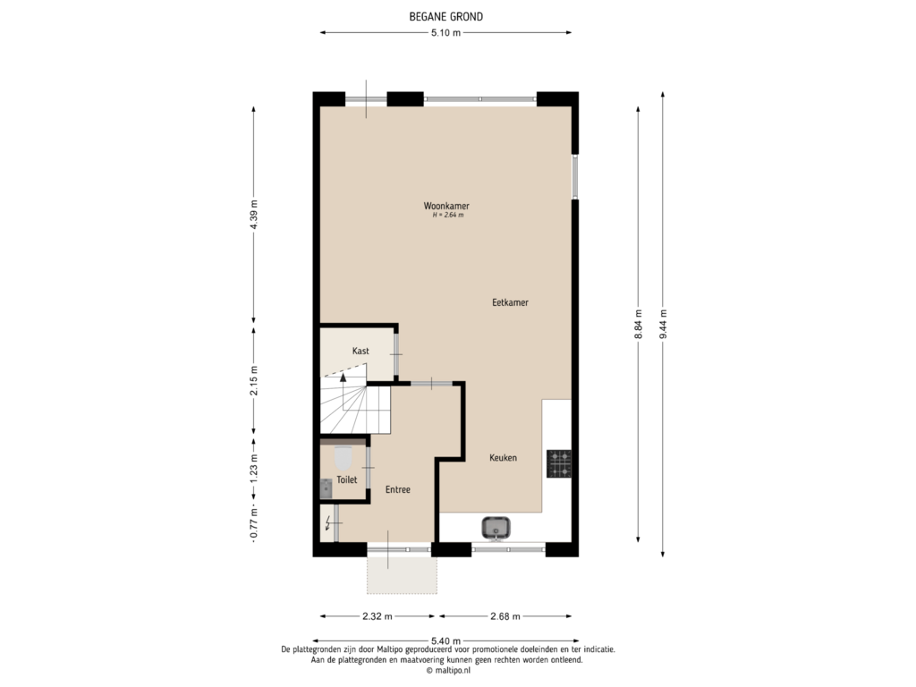 View floorplan of Begane grond of Overste J M Kolffstraat 12