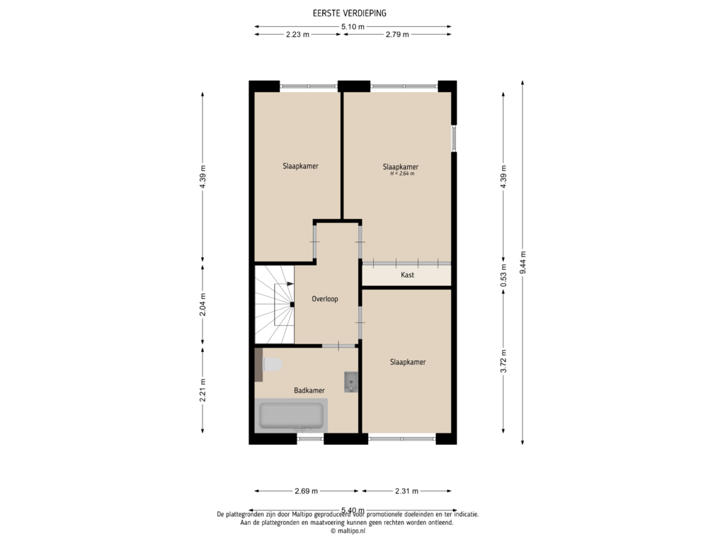 View floorplan of Eerste verdieping of Overste J M Kolffstraat 12