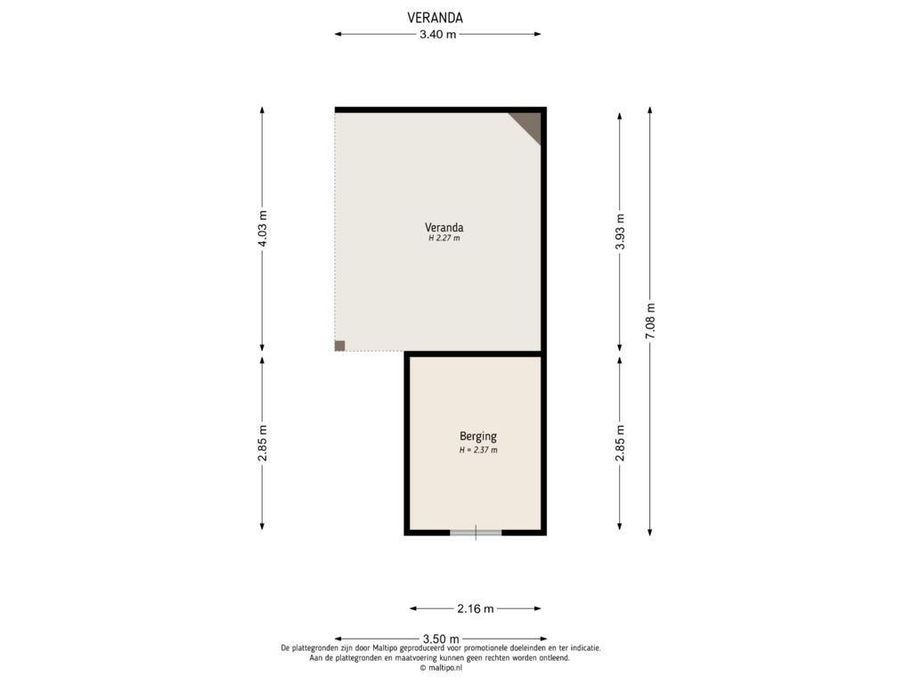 View floorplan of Veranda of Overste J M Kolffstraat 12