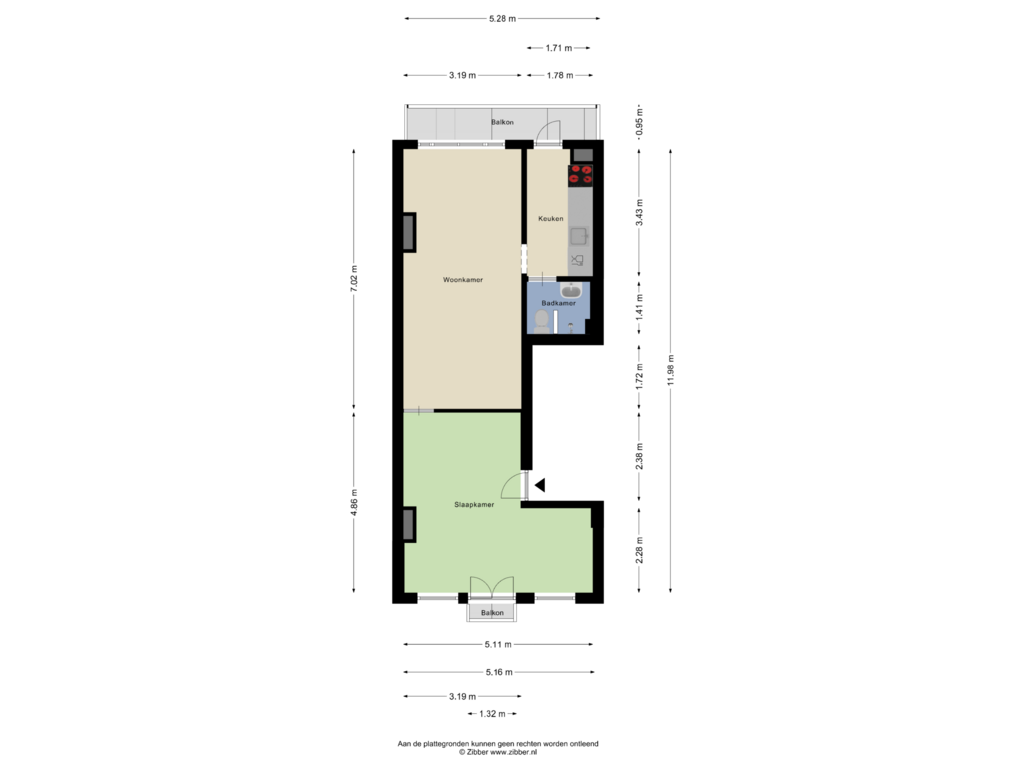 Bekijk plattegrond van Appartement van Hasebroekstraat 21-2