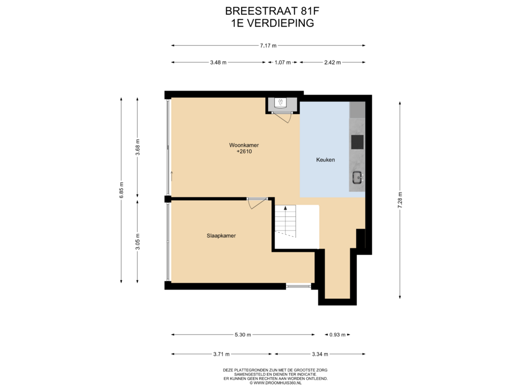 Bekijk plattegrond van 1E Verdieping van Breestraat 81-F