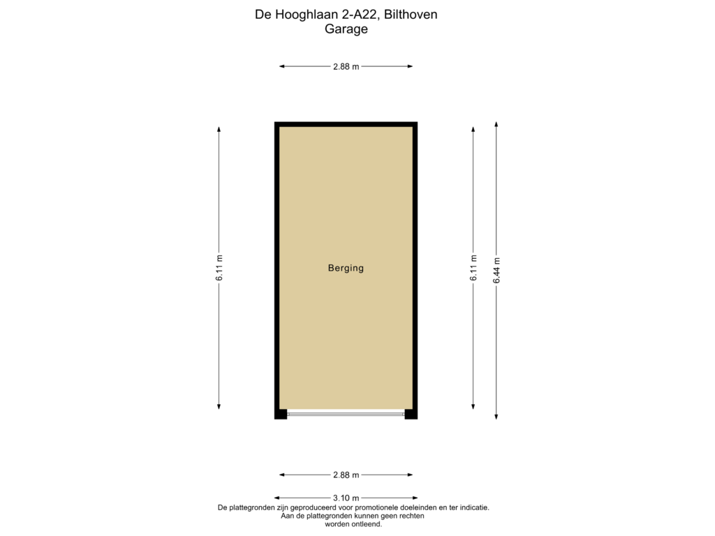 View floorplan of Garage of De Hooghlaan 2-A22