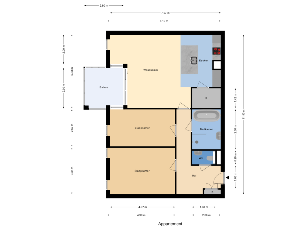 Bekijk plattegrond van Appartement van Houtlaan 253