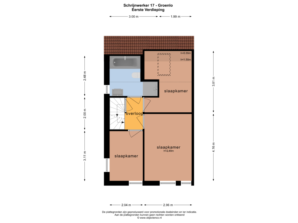 View floorplan of EERSTE VERDIEPING of Schrijnwerker 17