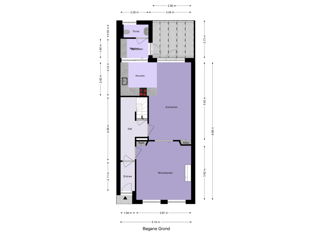 Bekijk plattegrond van Begane Grond van Oude Singel 162