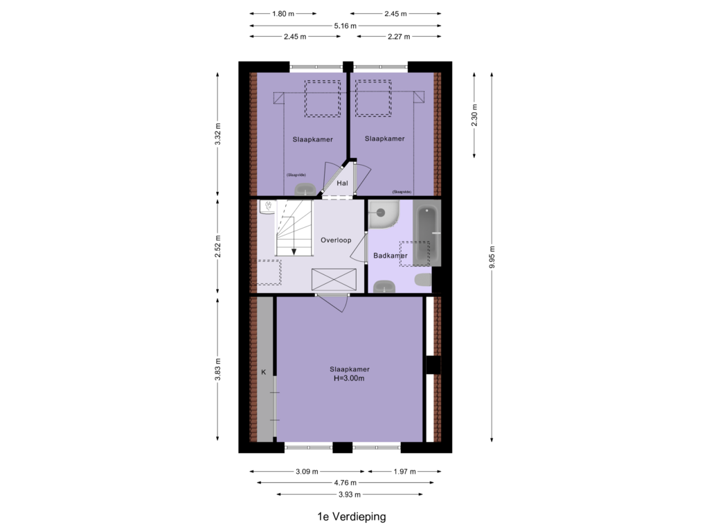 Bekijk plattegrond van 1e Verdieping van Oude Singel 162