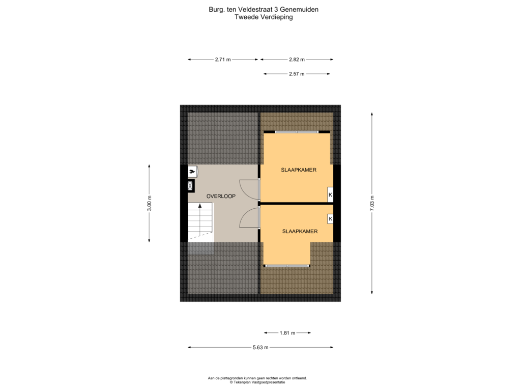 Bekijk plattegrond van Tweede Verdieping van Burg ten Veldestr 3