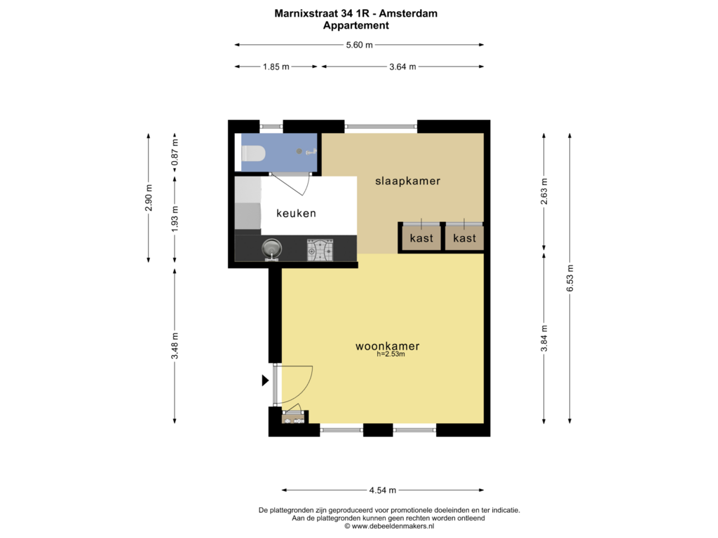 Bekijk plattegrond van APPARTEMENT van Marnixstraat 34-1R