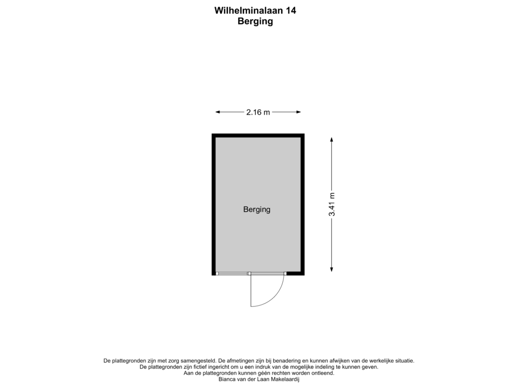 Bekijk plattegrond van Berging van Wilhelminalaan 14