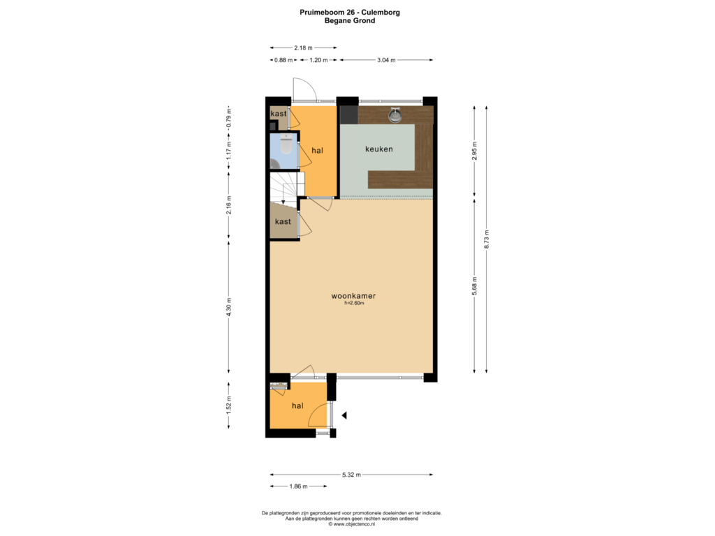 Bekijk plattegrond van BEGANE GROND van Pruimeboom 26