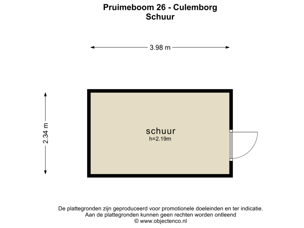 Bekijk plattegrond van SCHUUR van Pruimeboom 26