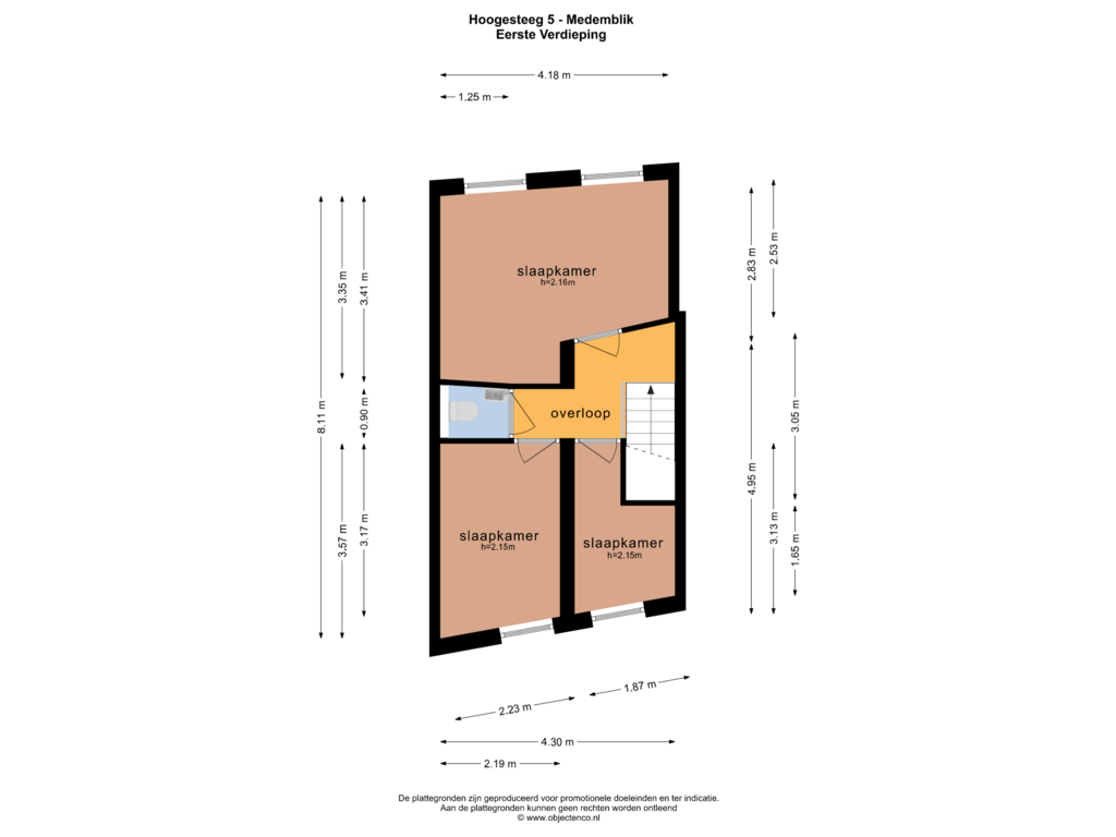 Bekijk plattegrond van EERSTE VERDIEPING van Hoogesteeg 5