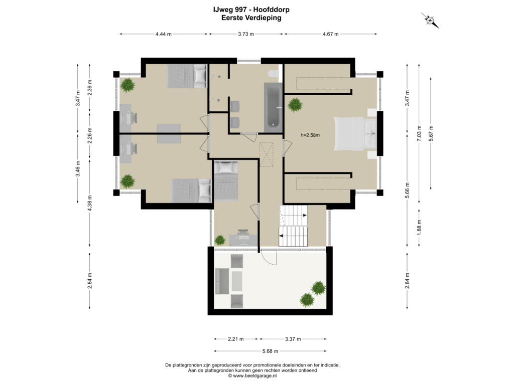 Bekijk plattegrond van Eerste Verdieping van IJweg 997