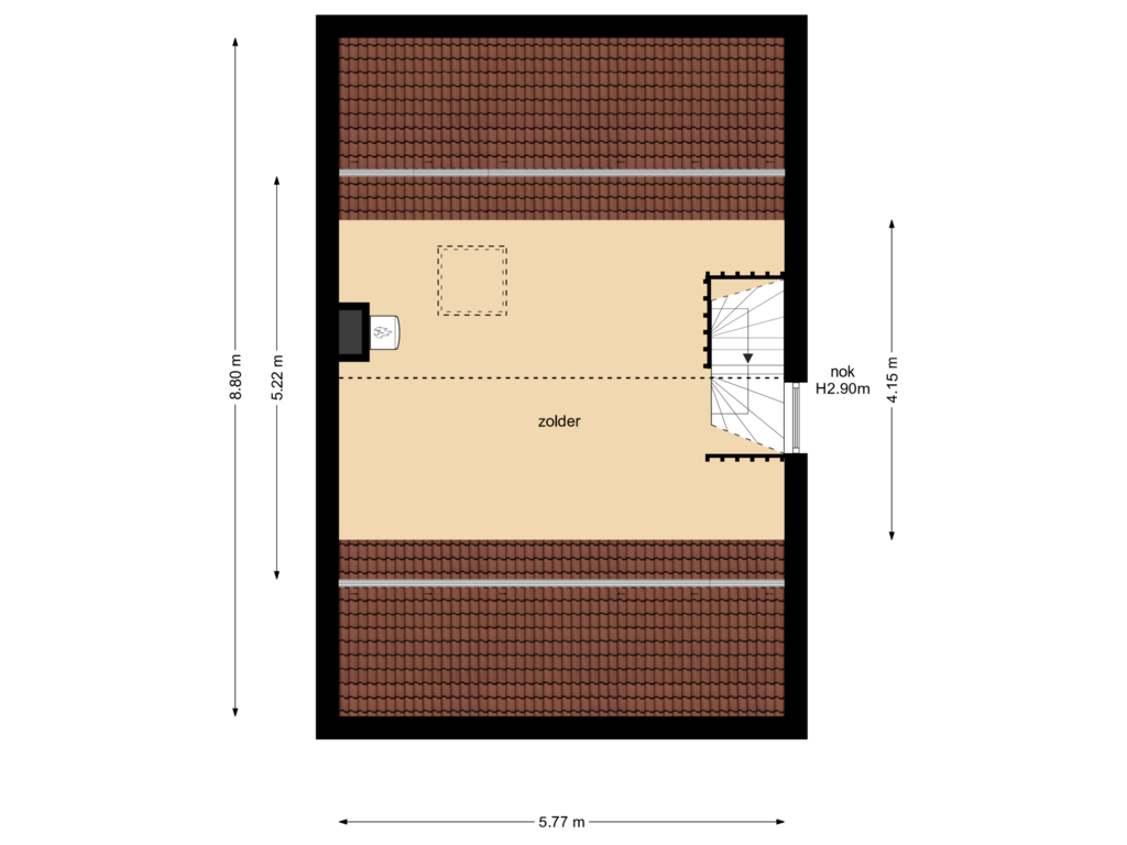 Bekijk plattegrond van Zolder van Oeverstraat 10