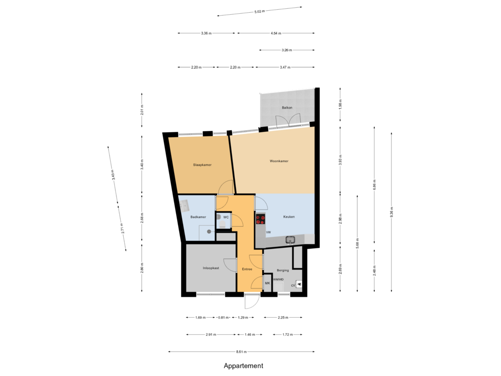 View floorplan of Appartement of De Klok 123