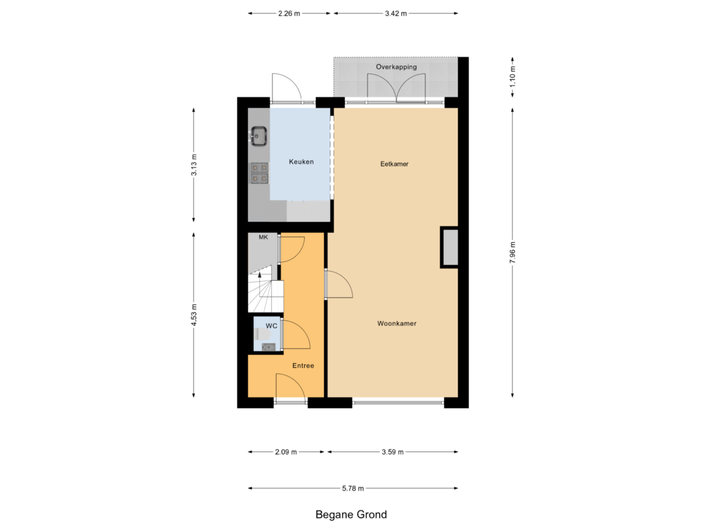 Bekijk plattegrond van Begane Grond van Houtlaan 105