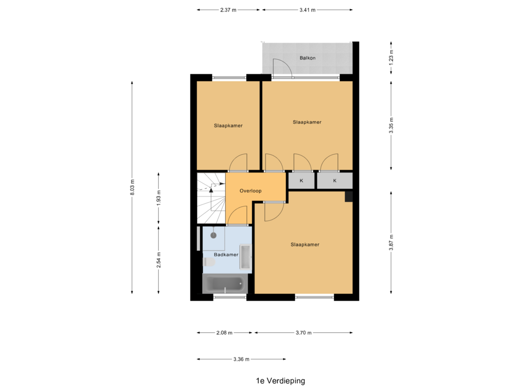 Bekijk plattegrond van 1e Verdieping van Houtlaan 105