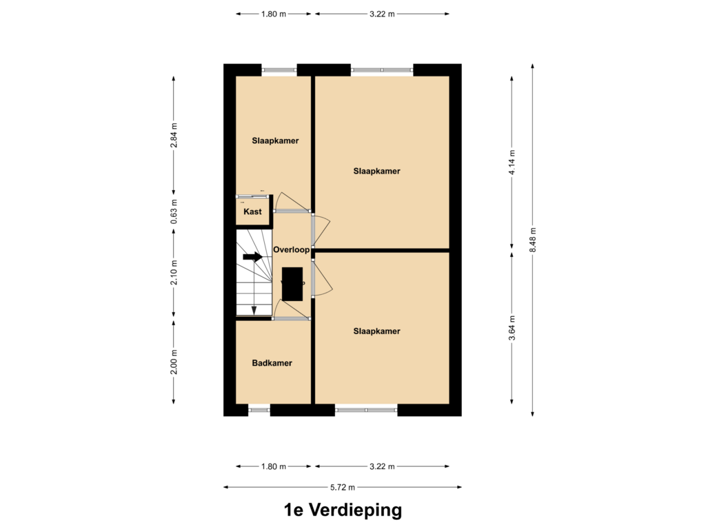 Bekijk plattegrond van 1e Verdieping van Stoktstraat 14