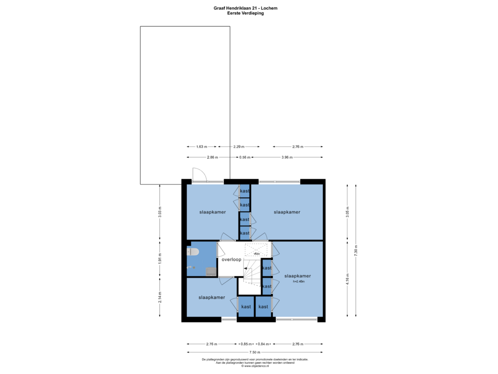 Bekijk plattegrond van EERSTE VERDIEPING van Graaf Hendriklaan 21