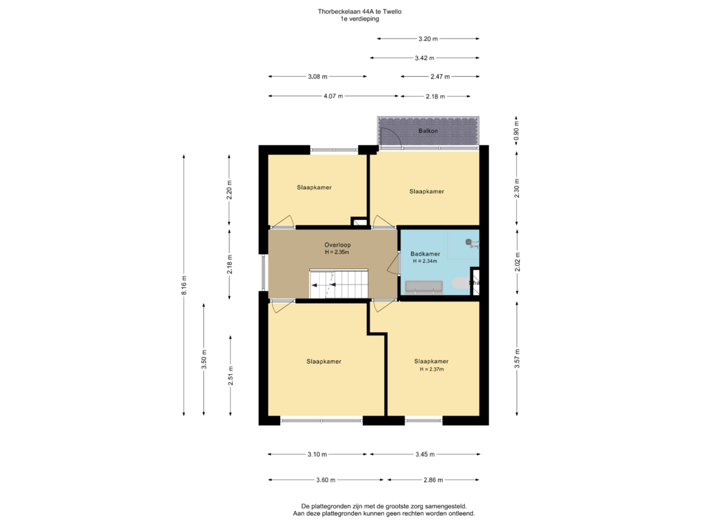 Bekijk plattegrond van 1e verdieping van Thorbeckelaan 44-A