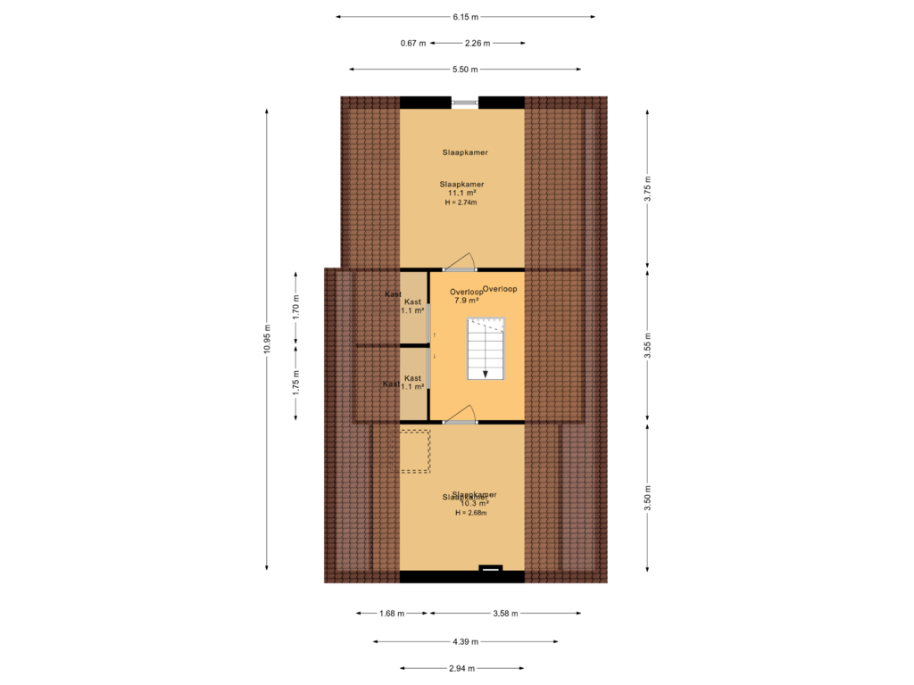 View floorplan of 1e verdieping of Foswerterstrjitte 22