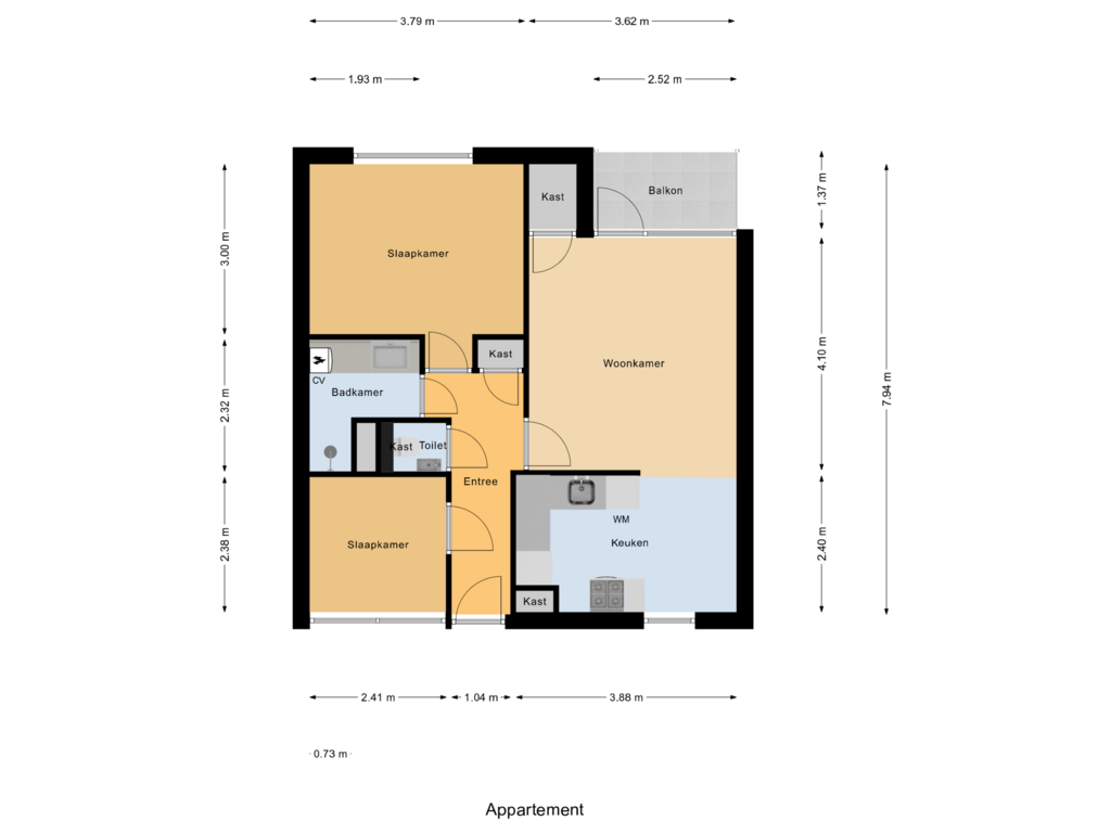 View floorplan of Appartement of De Zetter 40