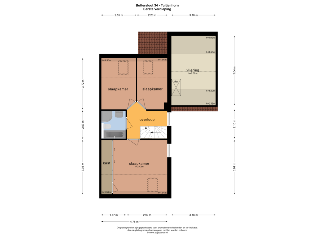 Bekijk plattegrond van EERSTE VERDIEPING van Buttersloot 34