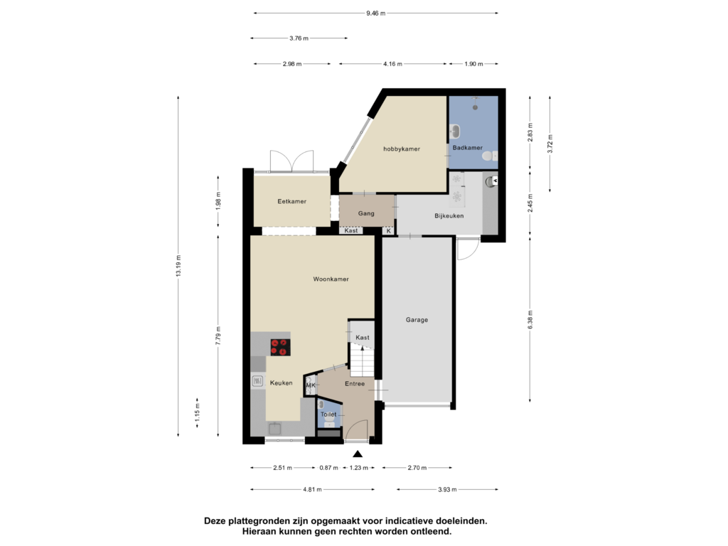 Bekijk plattegrond van Begane Grond van Hoendervogellaan 34