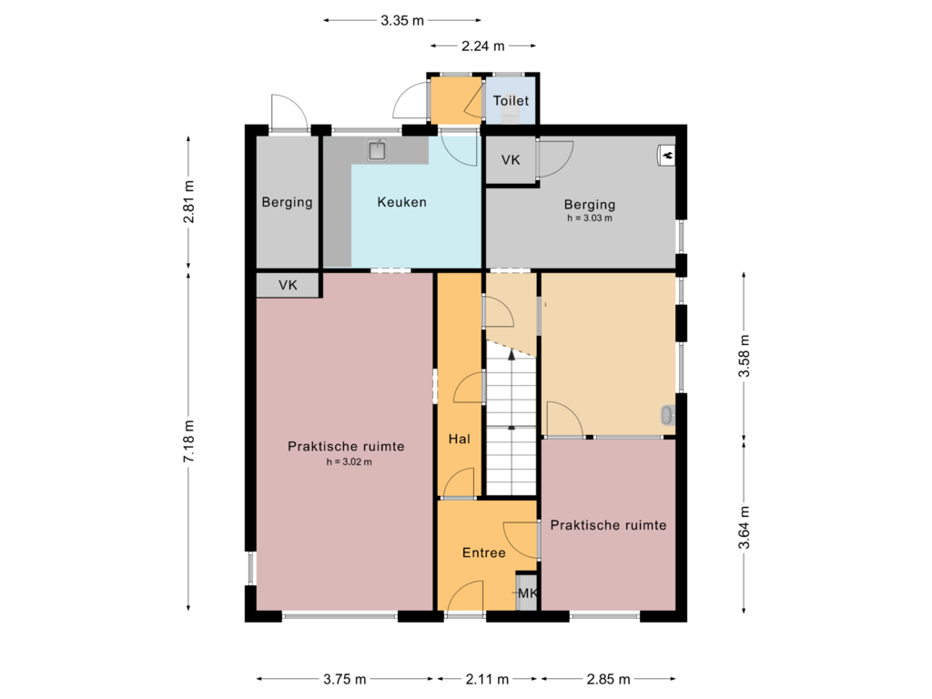 View floorplan of Begane grond of Brink 52