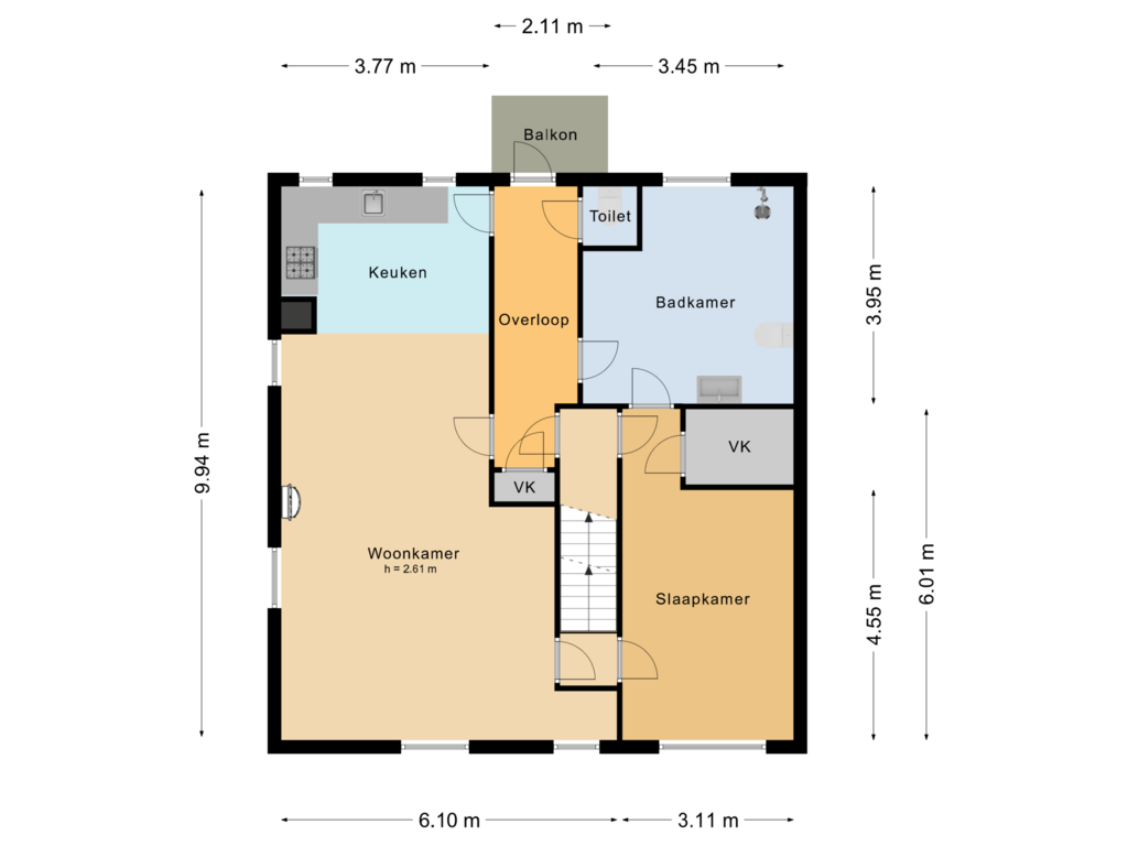 View floorplan of Eerste verdieping of Brink 52