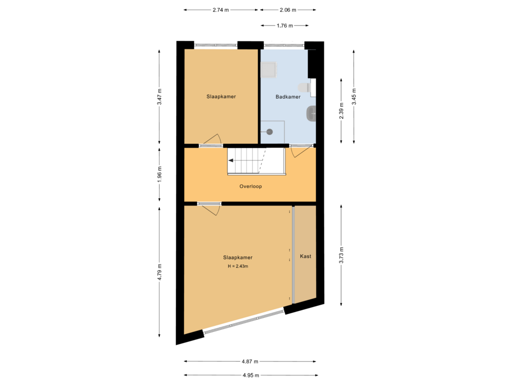 Bekijk plattegrond van Tweede verdieping van Saerdam 161