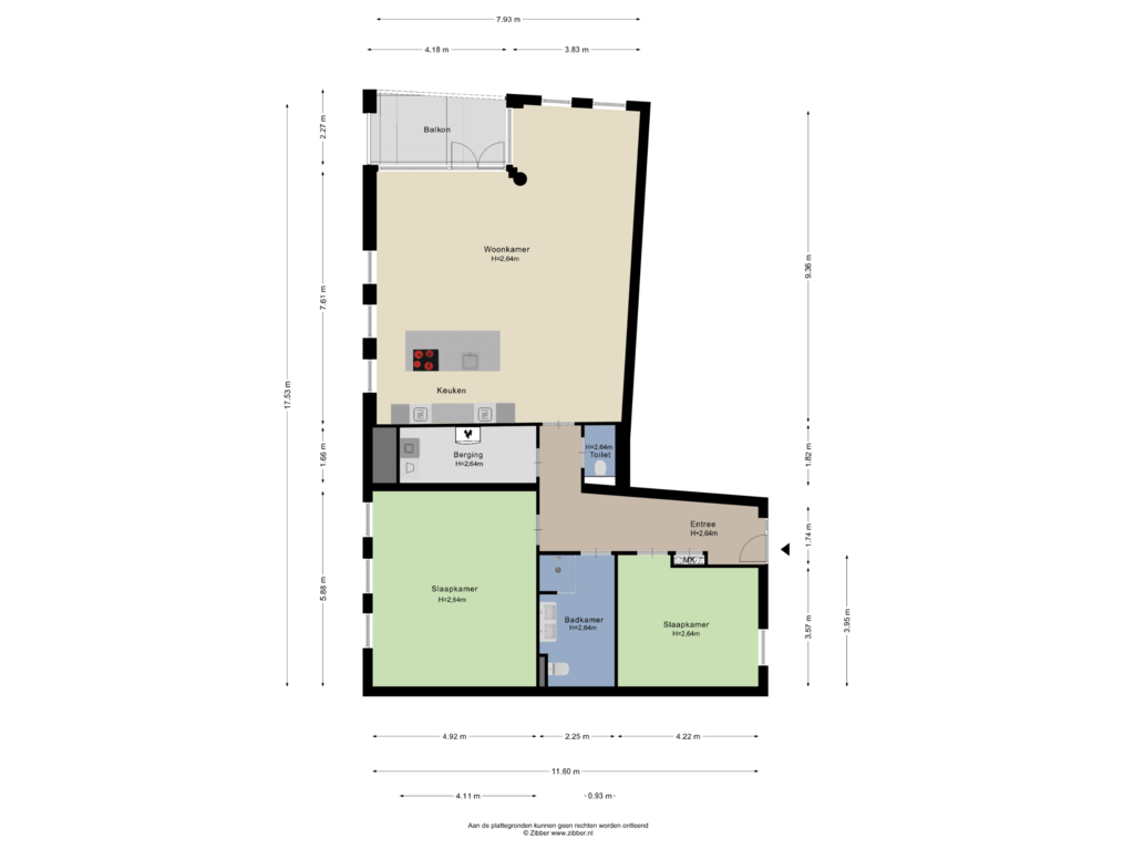 Bekijk plattegrond van Appartement van Spuifront 3-F