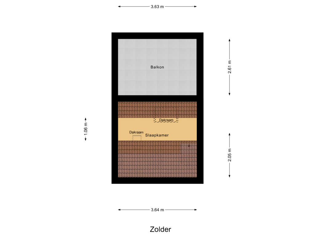 View floorplan of Zolder of Sint Olofslaan 15