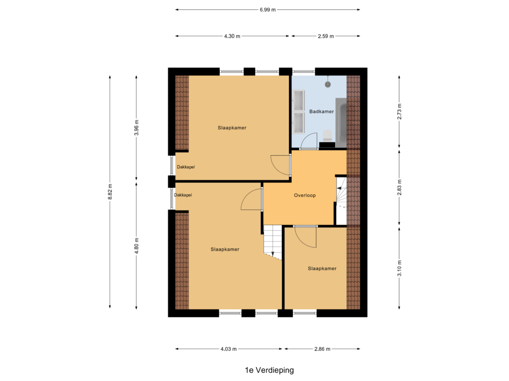 Bekijk plattegrond van 1e Verdieping van Valkenweg 180