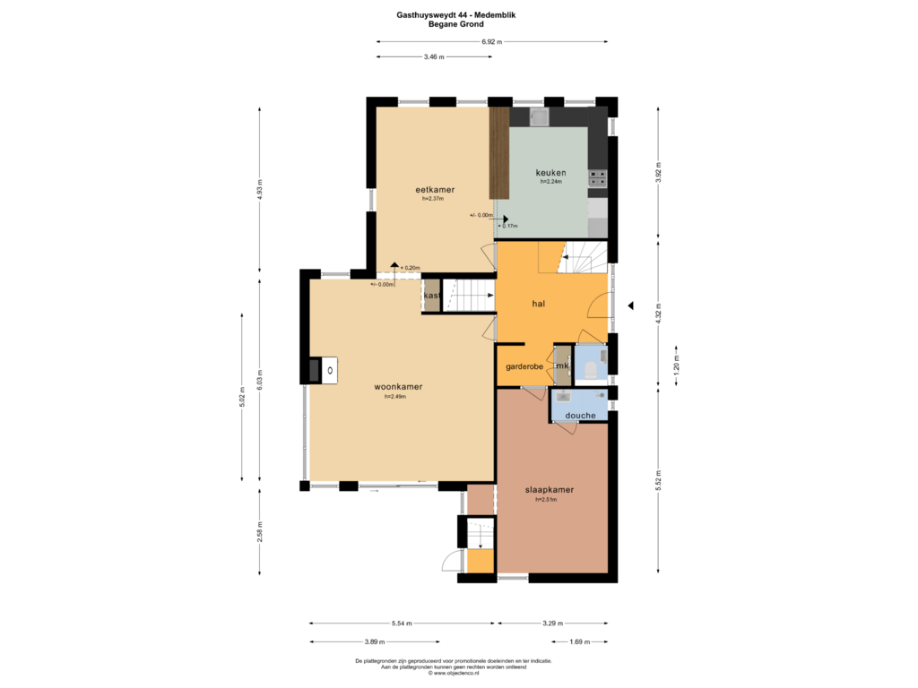 View floorplan of BEGANE GROND of Gasthuysweydt 44