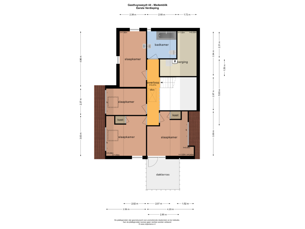 View floorplan of EERSTE VERDIEPING of Gasthuysweydt 44