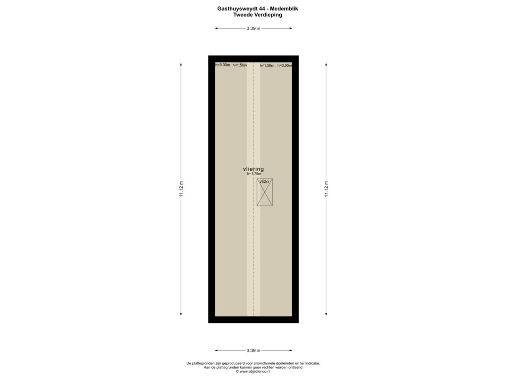 View floorplan of TWEEDE VERDIEPING of Gasthuysweydt 44