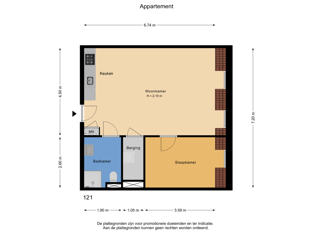 View floorplan of Appartement of Pastoor Zegersstraat 121