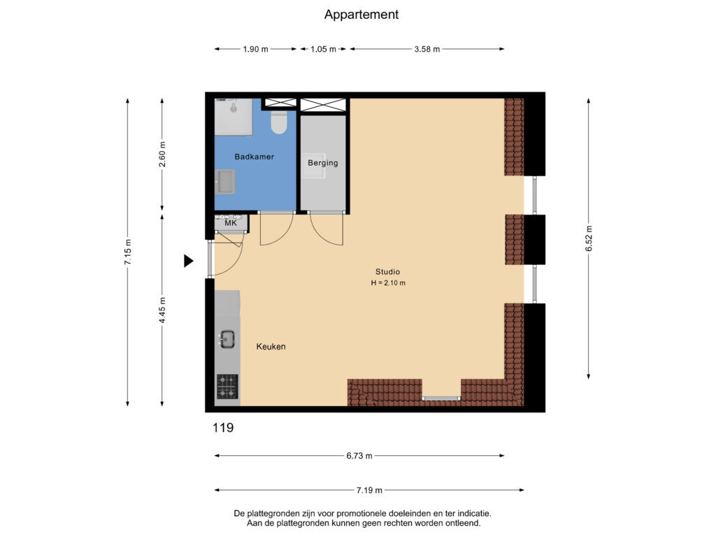 Bekijk plattegrond van Appartement van Pastoor Zegersstraat 119