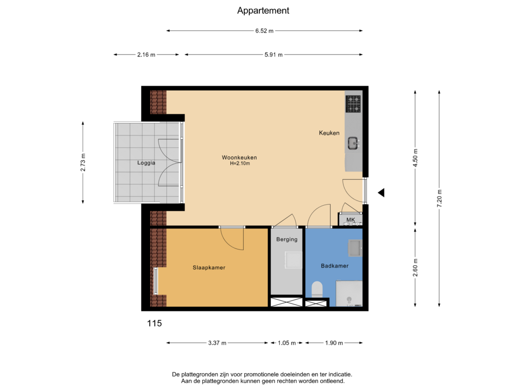 Bekijk plattegrond van Appartement van Pastoor Zegersstraat 115