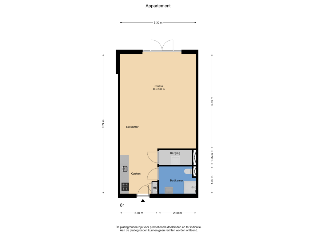 Bekijk plattegrond van Appartement van Pastoor Zegersstraat 81