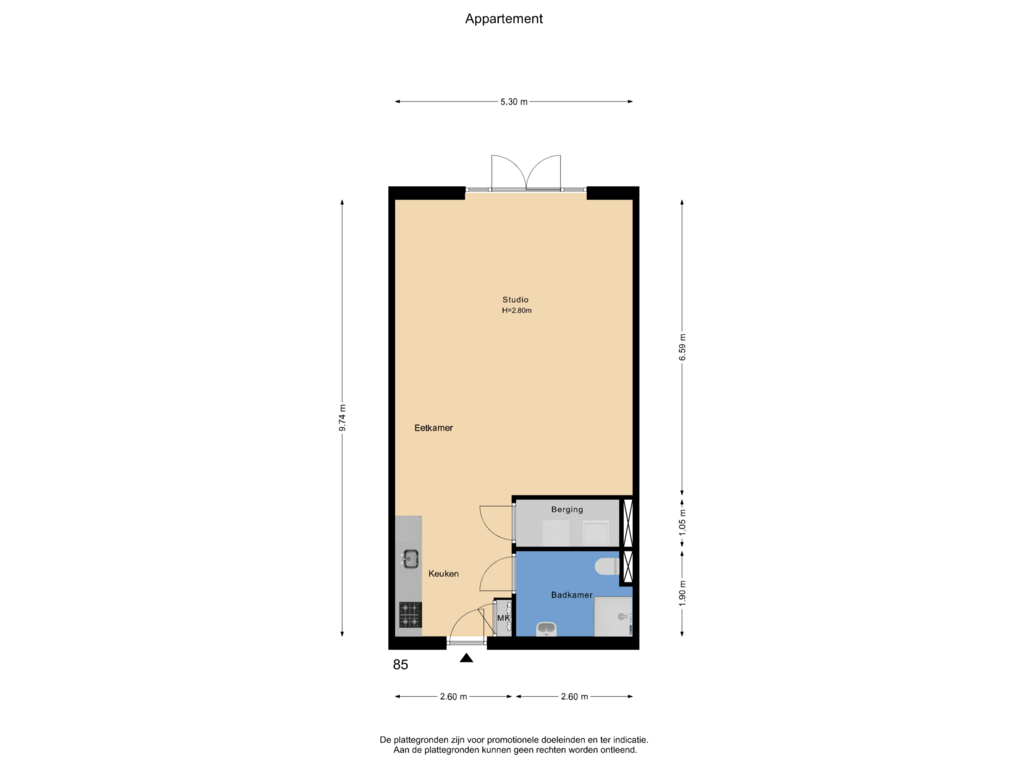 View floorplan of Appartement of Pastoor Zegersstraat 85