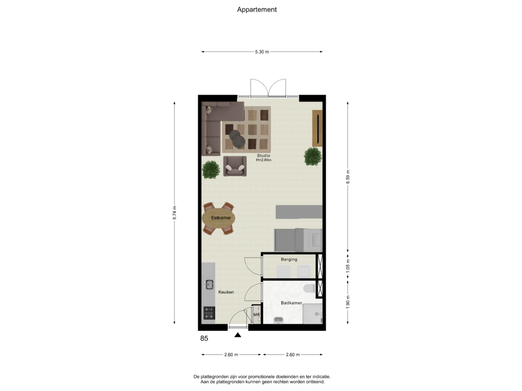 View floorplan of Appartement (Fur) of Pastoor Zegersstraat 85