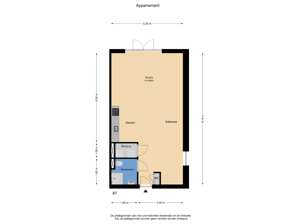 Bekijk plattegrond van Apppartement van Pastoor Zegersstraat 87