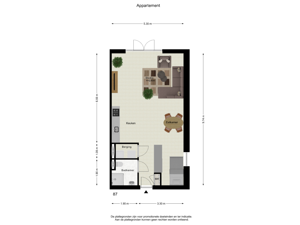 Bekijk plattegrond van Apppartement (Fur) van Pastoor Zegersstraat 87