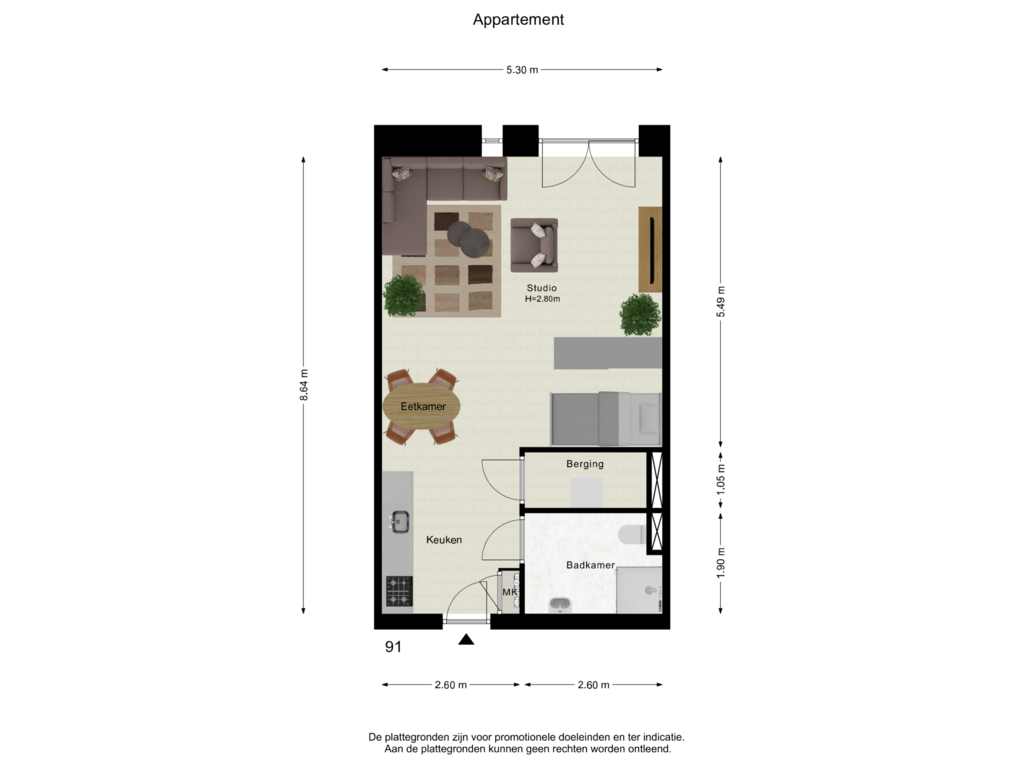 Bekijk plattegrond van Appartement (Fur) van Pastoor Zegersstraat 91