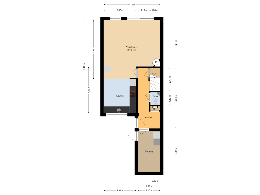 Bekijk plattegrond van Begane grond van Ebstraat 5