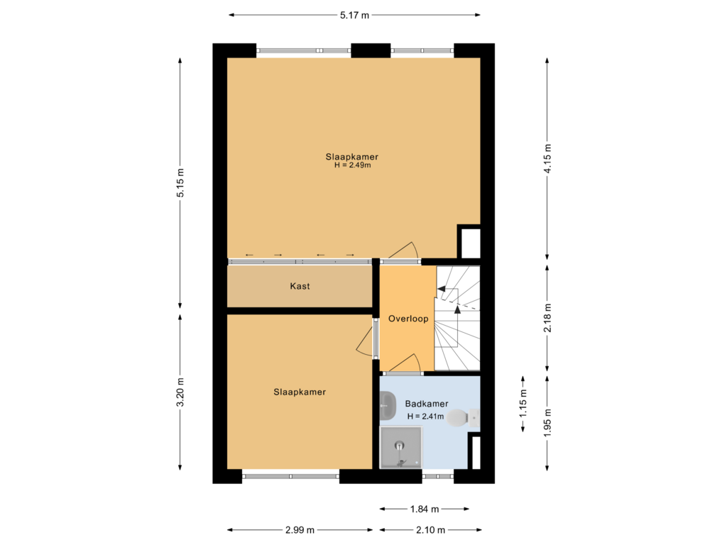 Bekijk plattegrond van Eerste verdieping van Ebstraat 5