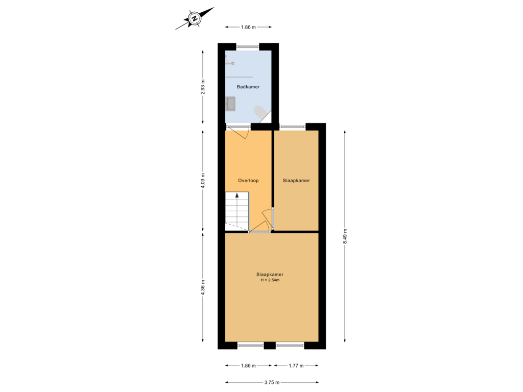 View floorplan of 1e verdieping of Beierlandsestraat 10