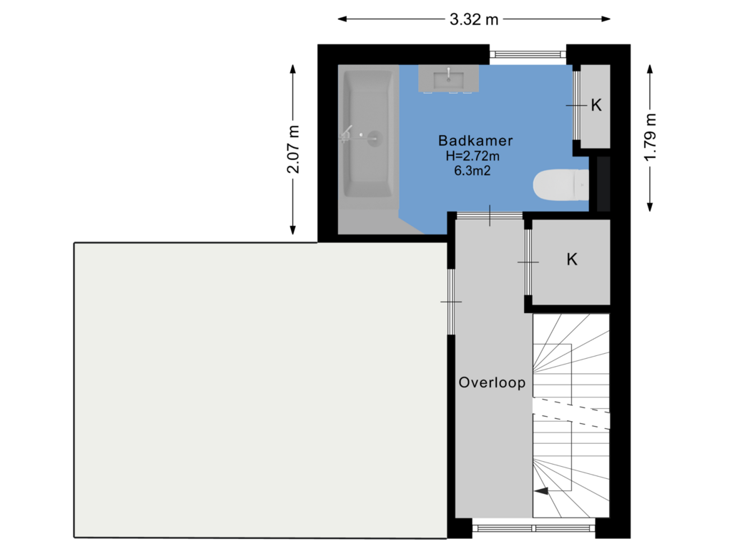 Bekijk plattegrond van Tweede verdieping van Bakhuizen van den Brinkstraat 2